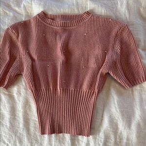 Pink Ribbed sweater Knit Top size medium